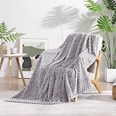 Monbix Throw Blanket for Couch-Room Decor Fuzzy Fleece Flannel Bed Blankets | Lightweight Soft Cozy Blankets for Women Suitable for All Season, 50x60in, Cloud Grey