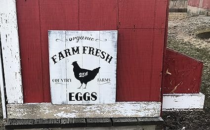 Amazoncom Ruskin352 Farm Fresh Eggs Sign Farmhouse Kitchen Sign