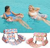 Sloosh Inflatable Pool Float Hammock Chairs 2 Pack Flower Pattern view 2