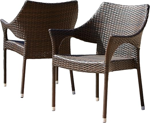 Amazon Com Del Mar Outdoor Wicker Stacking Chairs Set Of 2