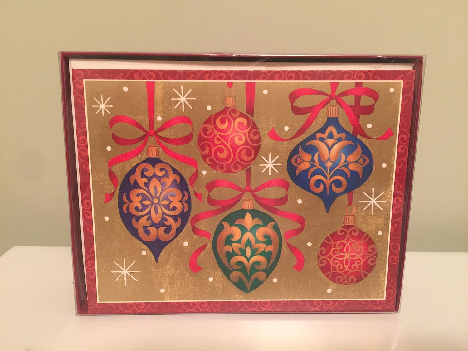 Caspari "Hanging Ornaments" Holiday Greeting Cards, 16