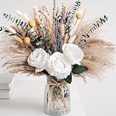 Faux Flower Arrangement with Vase, Center Pieces Decoration for Table, Pampas Grass Floral Décor, Thanksgiving & Christmas Co