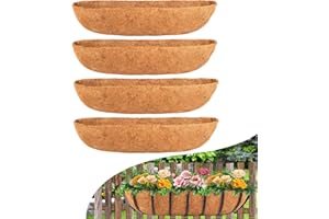 HKZ Coconut Liner for Planters - 4 Pcs 36 Inch Trough Coco Liners for Window Box, Natural Coconut Coir Fiber Planter Liners for Garden Fence Planter Flower Baskets