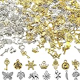 Hicarer 300 Pieces Vintage Charms Bulk Lots Mixed Antique Tibetan Silver & Gold Alloy Pendants Charms DIY for Necklace Bracelet Jewelry Making and Crafting Supplies