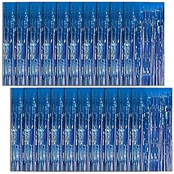 20 Pack Foil Curtain Backdrop Blue Metallic Tinsel