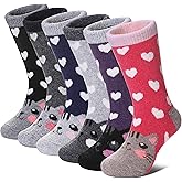 FNOVCO Kids Merino Wool Hiking Socks Toddlers Boys Girls Cozy Thermal Winter Thick Warm Crew Socks 6 Pairs