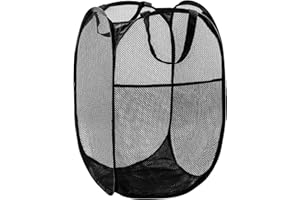 Mesh Pop up Laundry Hamper with Portable, Durable Handles, Collapsible Laundry Basket for Storage, Folding Pop-Up Clothes Ham