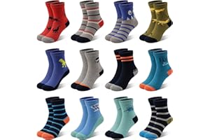 Kids Socks 12 Pairs Novelty Crazy Crew Socks for Toddler Boys Girls 1-7 Years Old Fun Mid Cut Socks Children Gift