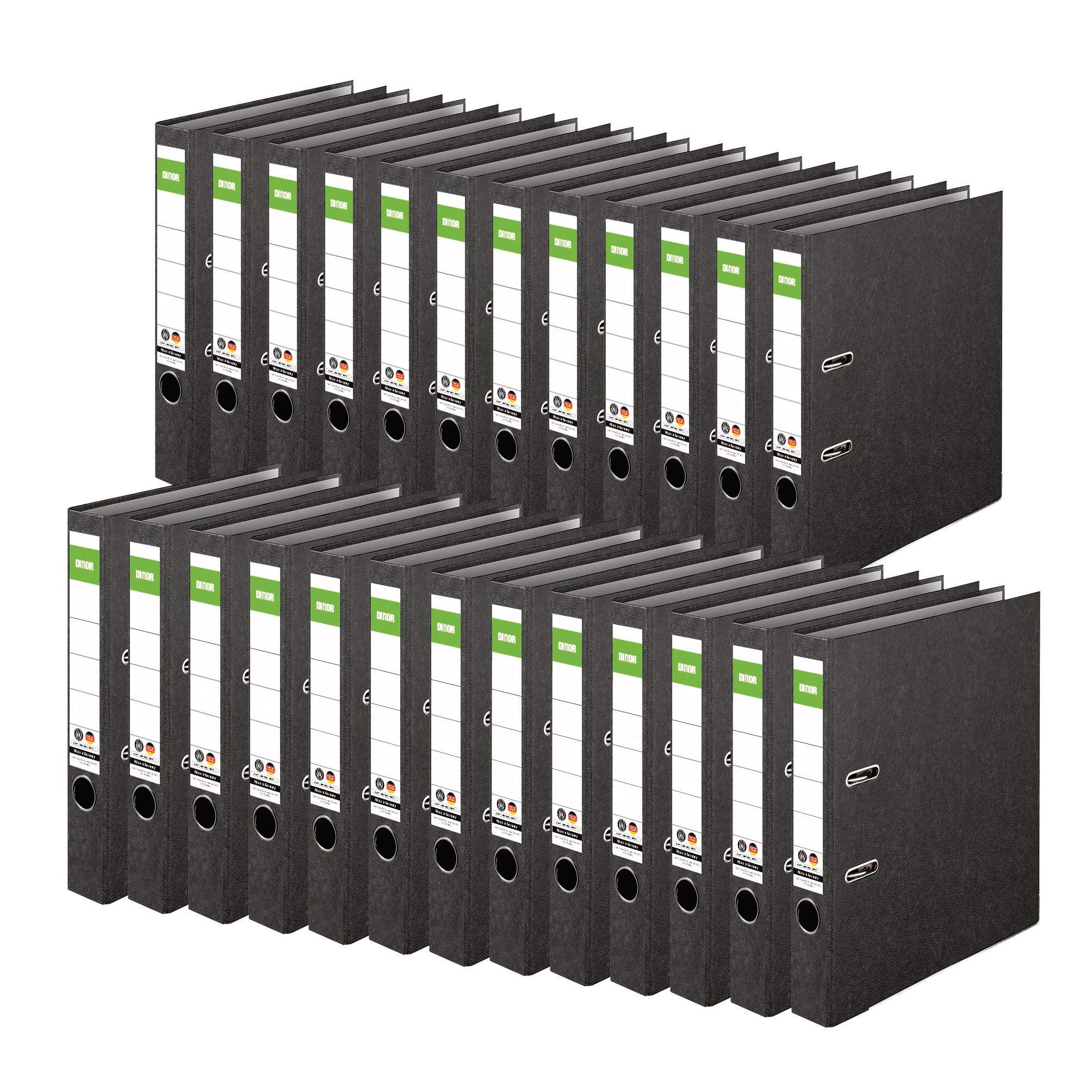 Original DINOR Folder Cloud Marble Recycling - Made in Germany. Pack of 25 5 cm wide DIN A4 black file folder letter file office folder cardboard folder slotted folder green bar Blue Angel