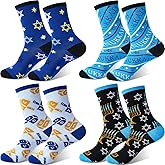 Cozypower 12 Pairs Hanukkah Crew Socks Novelty Holiday Christmas Blue Socks for Men Women Funny Gifts