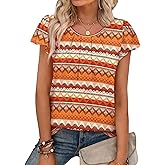 OFEEFAN Womens Summer Tops Ruffle Sleeve Pleated Front Blouses Business Casual Shirts for Women Fashion Clothes