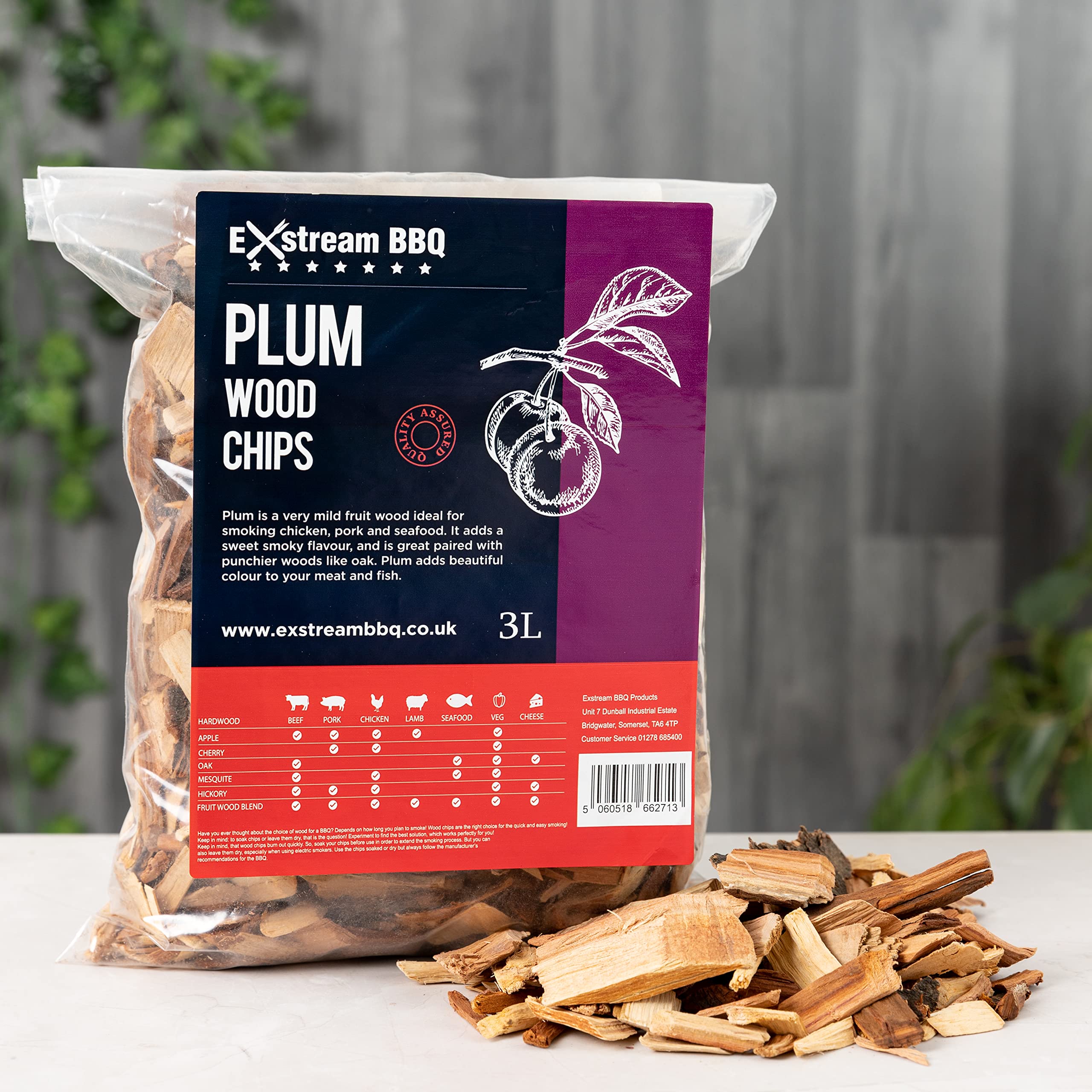 Exstream BBQ Barbecue Smoking Wood Chips *Up To 30 Great Flavours in 3, 15 & 30 Litres* (Plum 3 Litre)