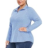 FOREYOND Plus Size Golf Polo Shirts for Women Long Sleeve Quarter Zip Pullover Athletic Workout Tops Yoga Gym Clothes