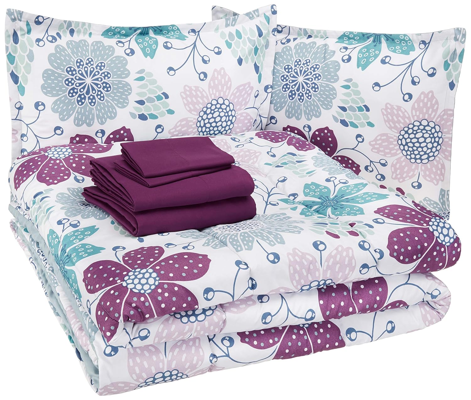 Amazonbasics Easy Wash Microfiber Kid S Bed In A Bag Bedding Set
