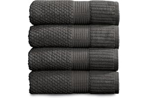 NY Loft 100% Cotton 4 Pack Bath Towels, 30" x 52", Dark Grey, Quick-Dry, Absorbent, OEKO-TEX Certified, Machine Washable