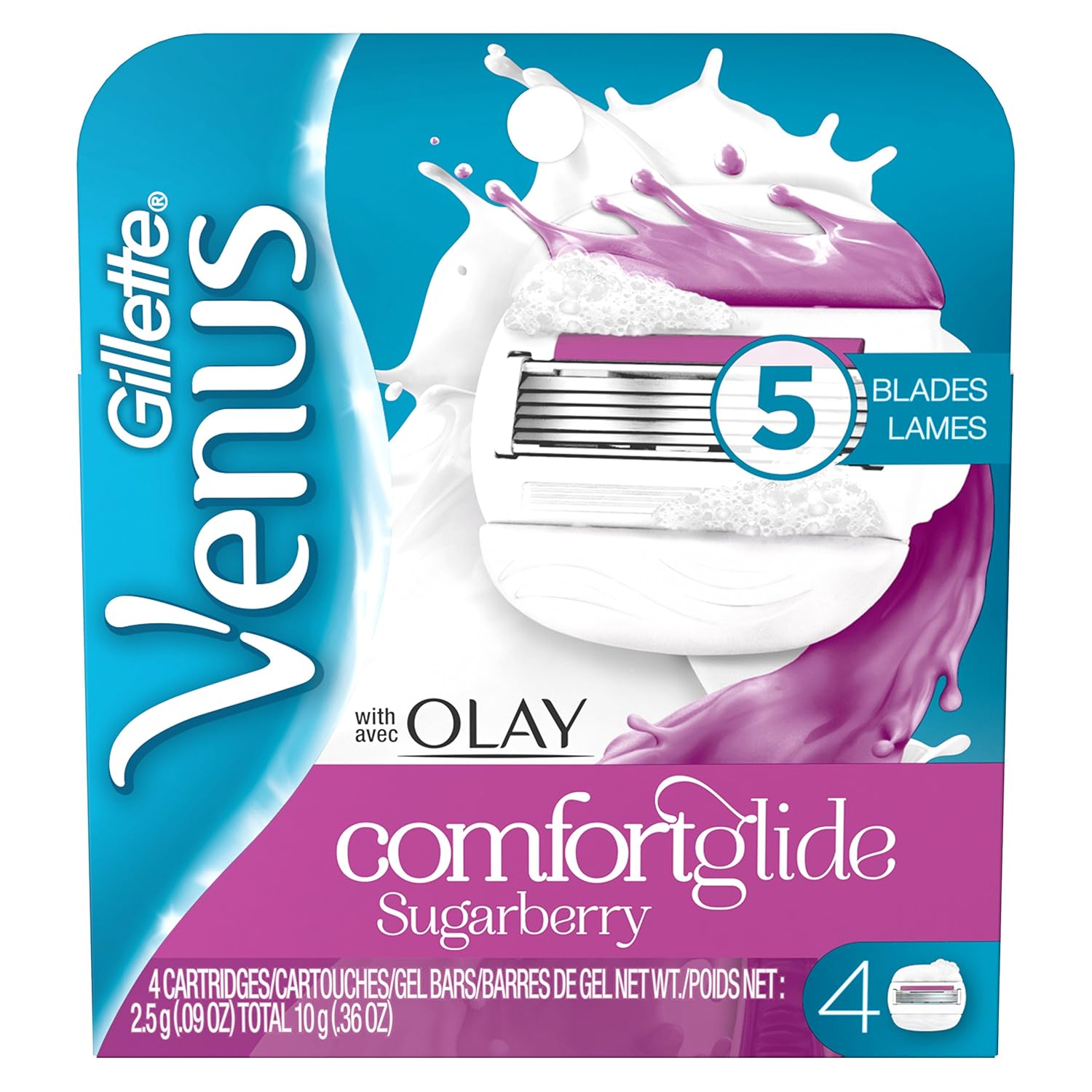 Venus Comfortglide With Olay Sugarberry Womens Razor Blades 4 Refills