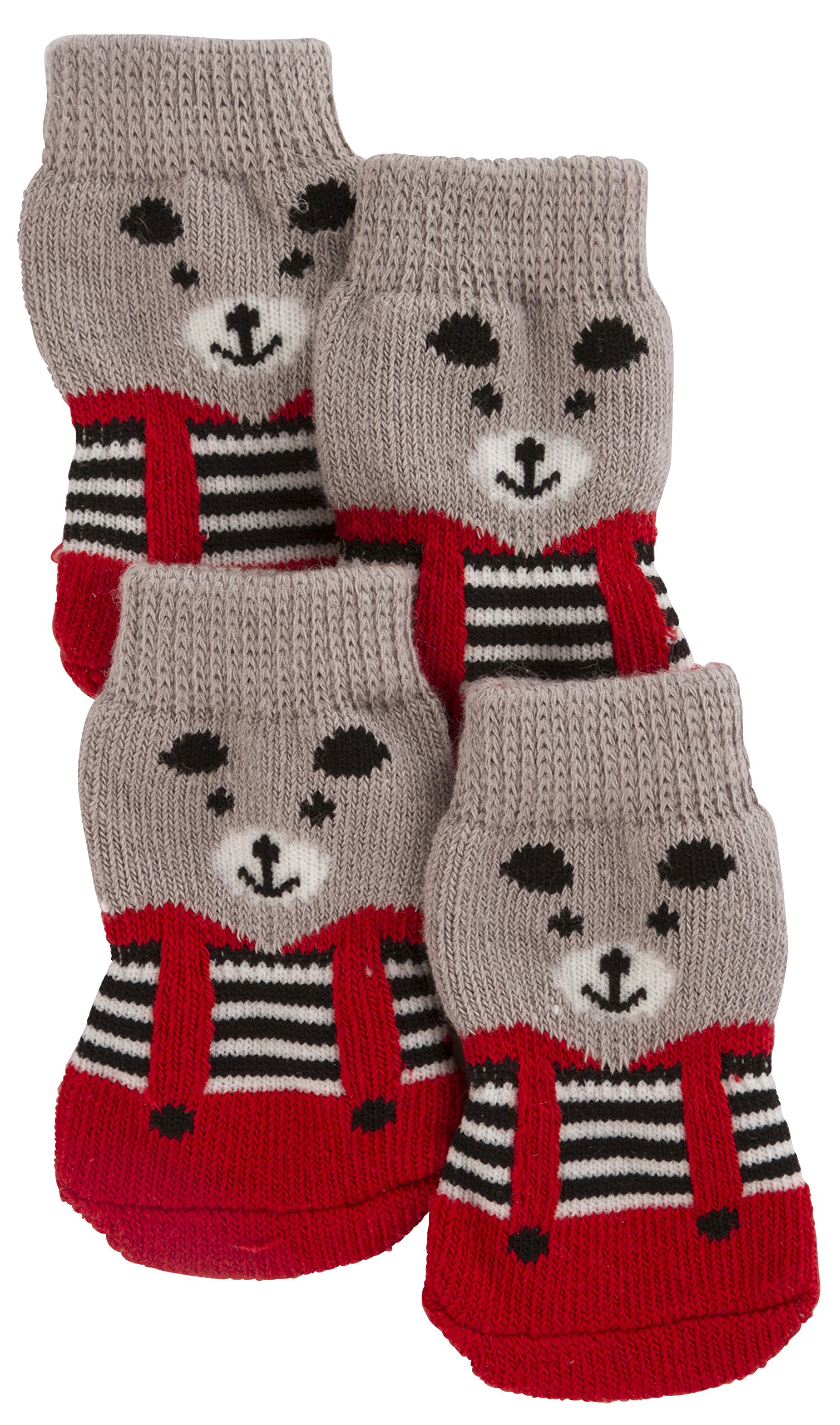 Kerbl Bruno Dog Socks, Large, Grey/Red