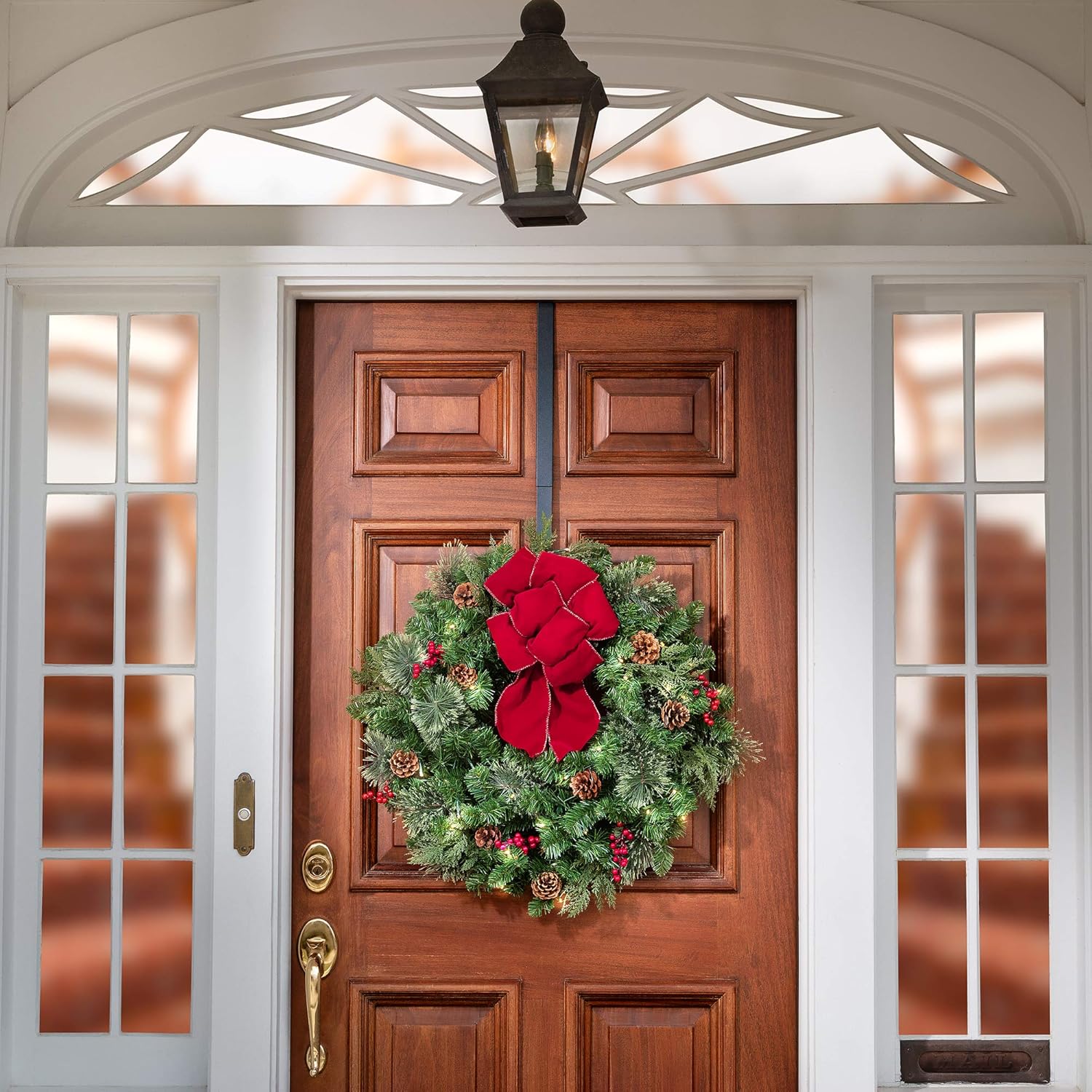 Antique Brass Haute Decor Over Door Adjustable Wreath Hook and Hanger
