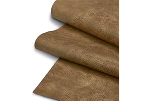 SARANDAVE Faux Leather Fabric, Thick Durable Synthetic Repholstery Leather Vinyl, Soft Touch Distressed DIY and Craft Material - Individual 1 Yard Cut 36"x54" (Chaps)