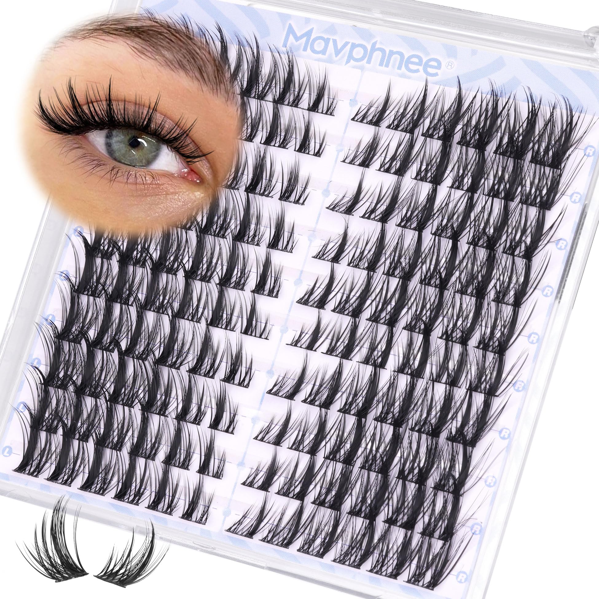 Manga Lash Clusters Spiky Cluster Eyelash Extensions Cat Eye Anime Individual Lashes Natural Lash Extension Clusters Wispy Eyelash Clusters 120 Pcs CD Curl Cluster Lashes by Mavphnee — image 1