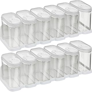 Kigima Gewürzdosen Schüttdosen Streudosen Vorratsdosen 0,25l 12er Set mit 2 Regalen weiß
