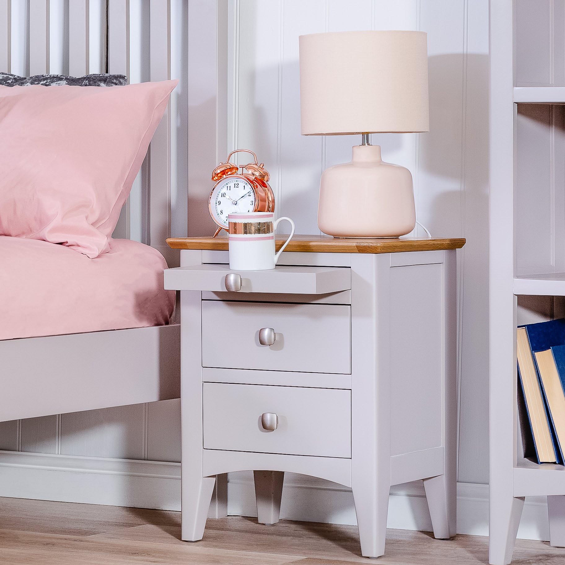 The Furniture Outlet Malvern Shaker Grey Painted Oak Bedside Table