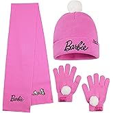Barbie Girls Beanie Hat Scarf Gloves Set Winter Accessories Set - Gift for Girls