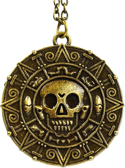Collana Pirati Dei Caraibi Con Ciondolo Teschio - Oro Antico, Unisex, Regalo Punk E Hip Hop - Foto 5