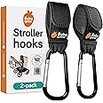 Baby Uma Stroller Hooks for Bags (2 Pack) - Universal Stroller Clips and Hooks, Non-Slip with One-Hand Opening, 11 lb Weight 