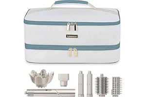 LEXEECO Travel Carrying Case for Shark Flexstyle Attachments Double Layer Hair Dryer Case for Dyson Airwrap Shark Flex Fusion Case Holder Hair Accessories Tool Organizer Revlon Straightener Styler Bag(Teal)