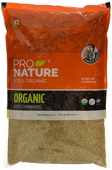 Pro Nature 100% Organic Sonamasoori Rice, Brown, 5kg