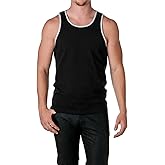 Next Level Men's Stylish Soft Jersey Tank Top, Blk/Hthr Gray, Small
