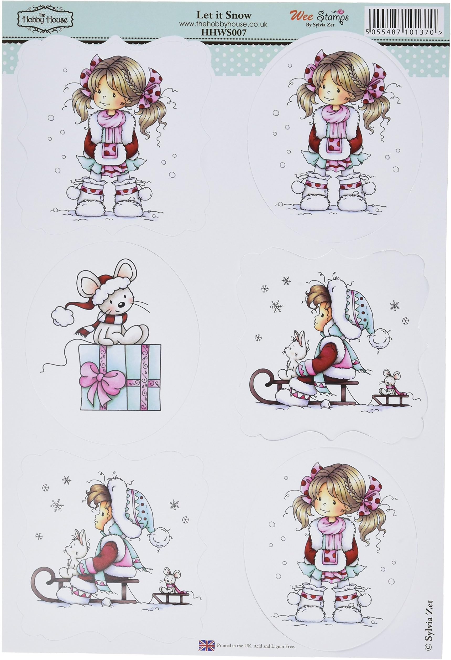 Hobby House HHWS007 Wee Stamps Topper Sheet, 8.3 by 12.2-Inch, Let it Snow