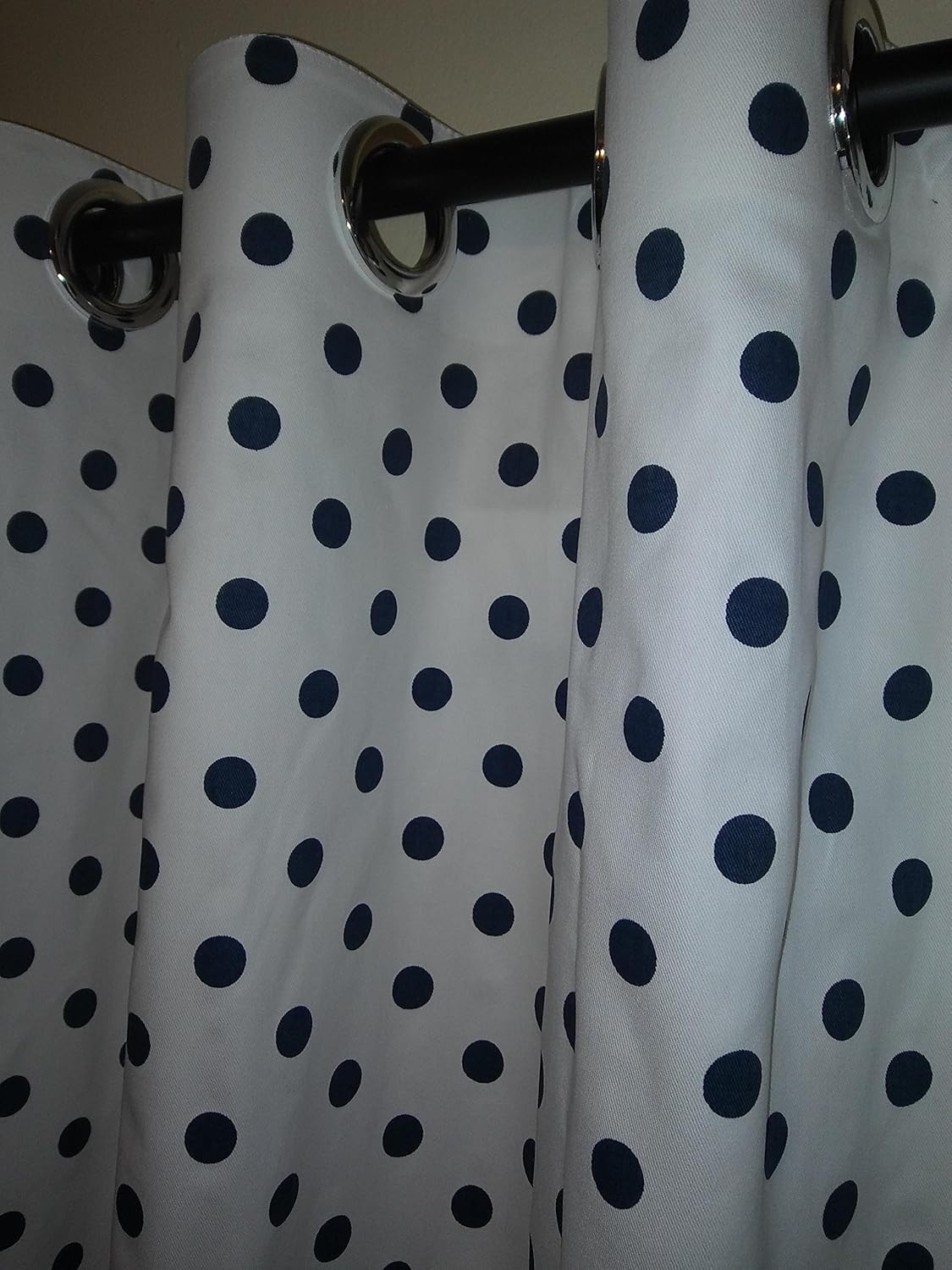 Amazon Com Navy Blue Polka Dots On White Curtains Panels 2 Drapes