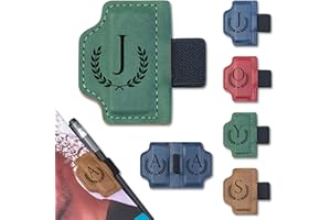 WACANTIC Custom Bygone Mark Bookmark with Pen Holder, Erebloom Personalized Magnetic Leather Pen Holder Bookmark with Initial, Leather Magnetic Book Marks for Men Women Readers,Book Lovers (Green, J)