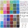 GREENTIME 45000pcs 2mm Seed Beads for Bracelet Making Kit Small Beads 11/0 Rainbow Beads with Letter Beads, Jump Rings & Charms Pendants for DIY Crafts Bracelets Necklaces Rings Waist Beads kit