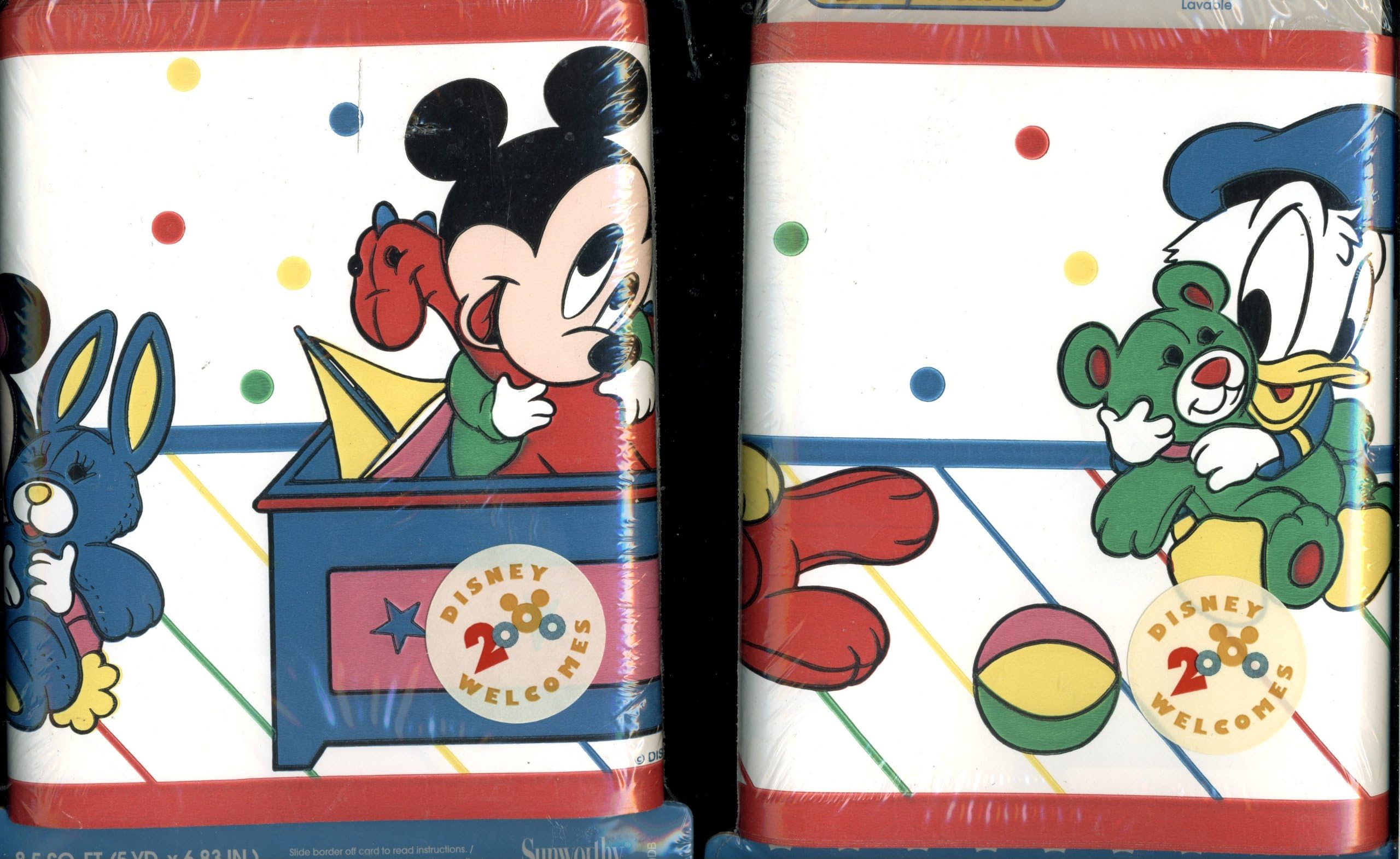 Disney Babies Decorative Wallpaper Border - Featuring Mickey Mouse, Minnie Mouse and Donald Duck - 8.5 SQ Feet