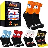 Pac-Man Novelty 5 Pack Socks for Men Women Teens Arcade Games Socks Xmas, Secret Santa Gifts for Gamers
