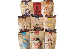 Righteous Felon Beef Jerky Variety Pack | Gluten Free Beef Jerky Snack Packs for Adults | High Protein, Keto-Friendly, Low Sugar | Made with Premium Meats | Gifts for Men | Sampler 8 Pack