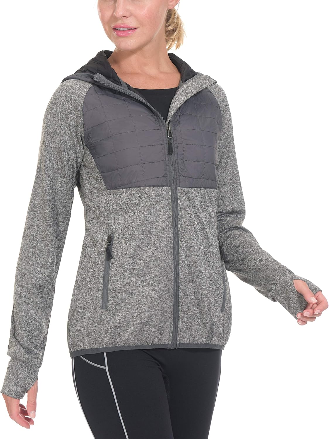 Little Donkey Andy Women's Lightweight Thermal Running Jacket Hooded Sports Track Jacket Quick Dry with Thumb Holes : Clothing
