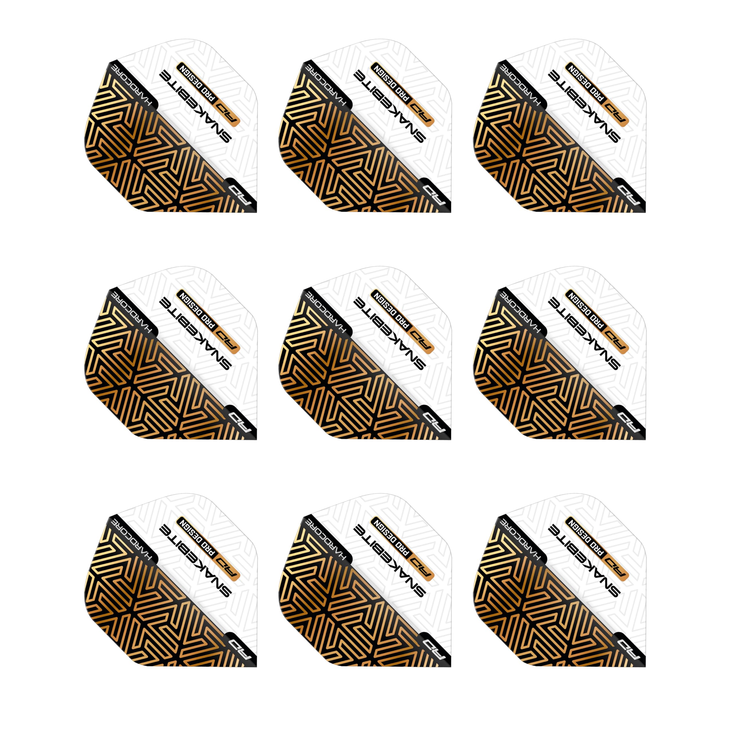 RED DRAGON Hardcore Peter Wright White and Bronze Snake Premium Standard Dart Flights - 3 Sets Per Pack (9 Dart Flights in total) โ image 1