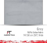 FT Fashion Track 100% Cotton Fabric by the Metre Grey 58in Wide view 2