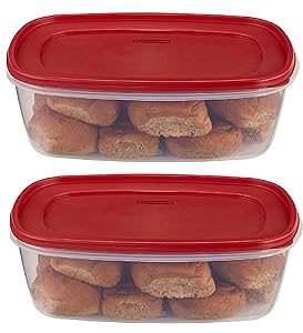 Rubbermaid 7J77 071691405382 food, 2 pack, clear with red lid