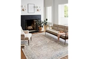 Loloi Chris Loves Julia Jules Collection JUL-07 Natural/Ocean 7'-6'' x 9'-6'', .13" Pile Height, Area Rug
