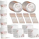 Birthday Galore Little Miss Onederful Themed Party Supplies for Girls, Kids and Adults - Ideal Colorful Decoration Tableware Celebration Set with Plates, Napkins, Cups and Includes Forks - Kit for 16