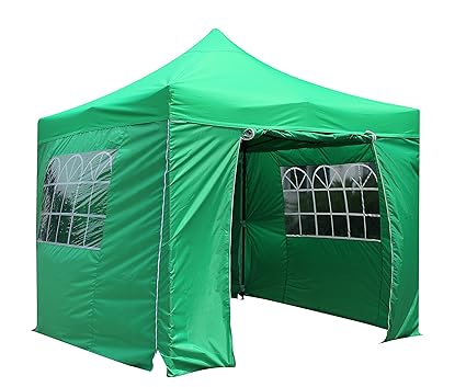 All Seasons Gazebos Strapazierfähiger Faltpavillon für einen sekundenschnellen Aufbau, 3m x 3m, mit Vier Seitenwänden. (Hellg