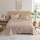 Indigo Ink - Queen Size Sheet Set, 4-Piece Boho Floral Damask Patterned Bedding, Soft & Wrinkle Resistant (Tufted Medallion Collection, Gold)