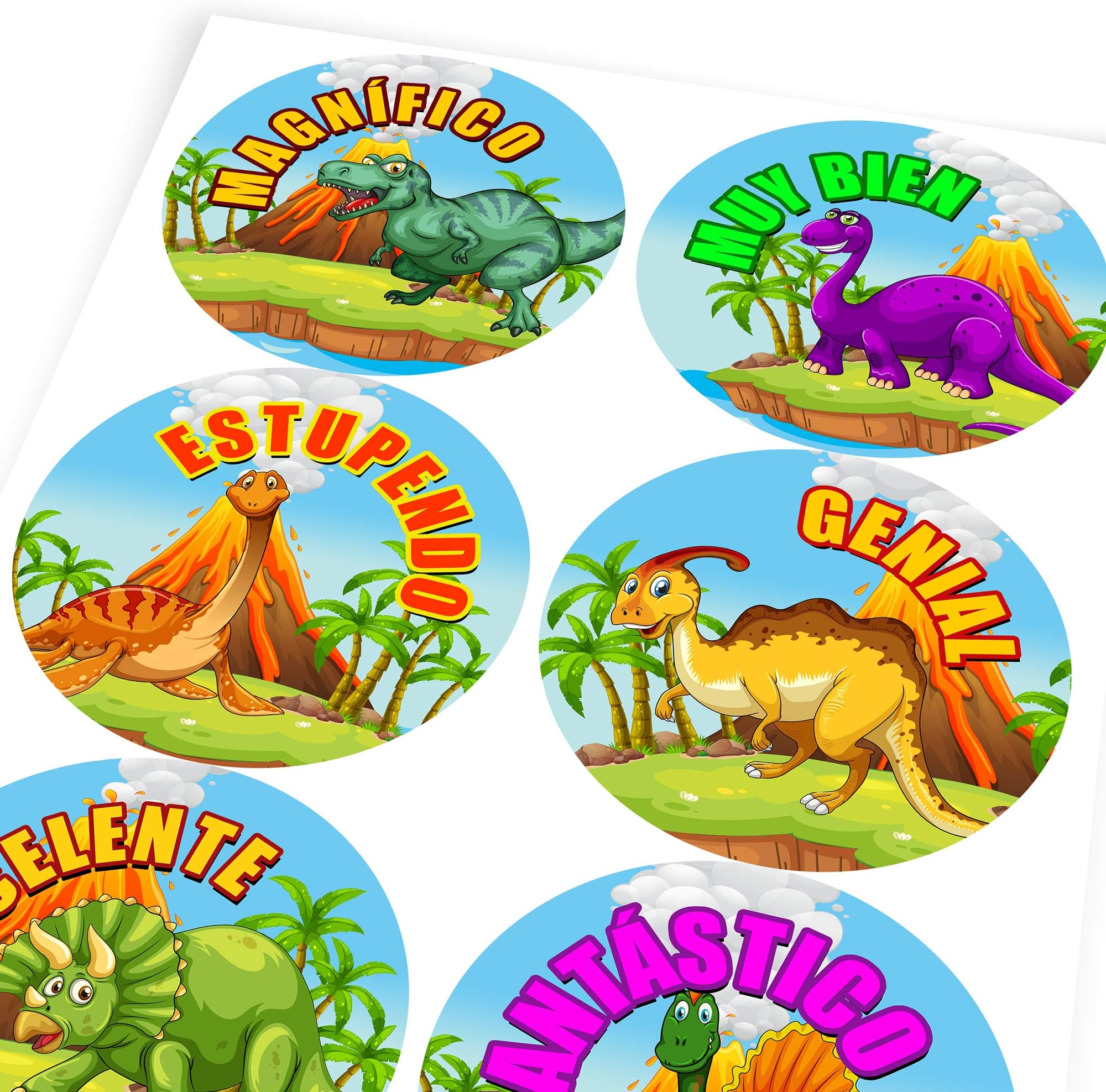 Chunky Hamster Dinosaurs Motivational Praise Spanish Lessons, Reward Sticker Labels, (6 Stickers @ 9.5cm), Children, Parents, Teachers