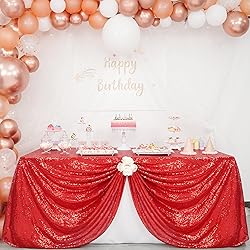 Trlyc Red Sequin Tablecloth - 60x84inch Glitter