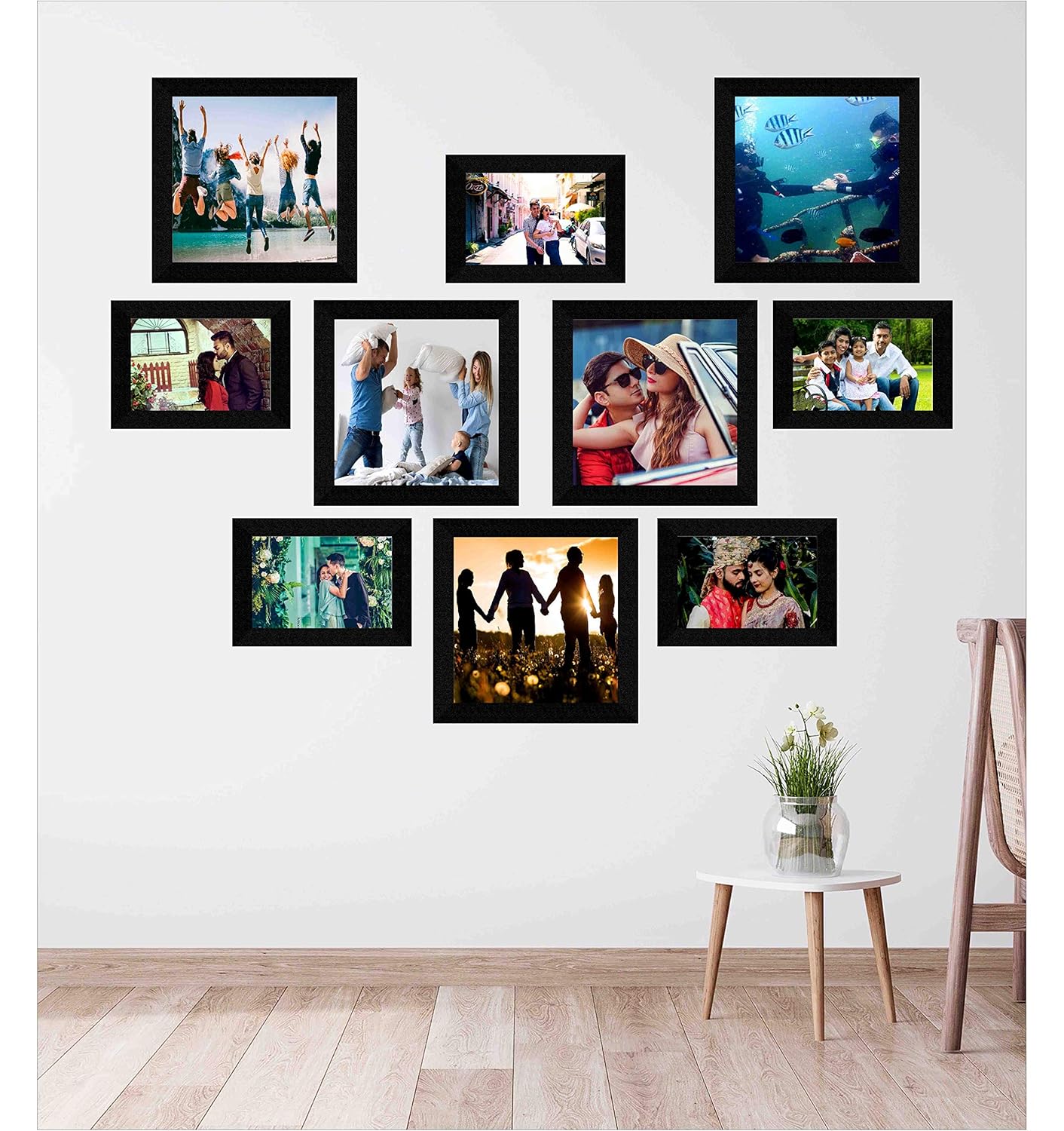 SAF Set of 10 Collage Synthetic Framed with Acrylic Glass Photo Frame